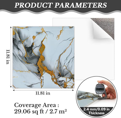 30 Sheets Peel and Stick Wall Panels, Self-Adhesive PVC Wall Panels for Kitchen Backsplash, Bathroom, Decoration, 11.8"x11.8" (Not Real Tiles)