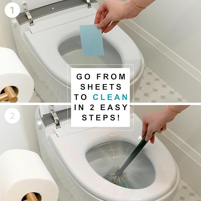 Dissolvable Toilet Bowl Cleaner Sheets (No Bottles, Easy Clean, Quick-Dissolving, Mess-Free, Septic-Safe Cleaning for Home & Office) - 40 Sheets, Pine Scent