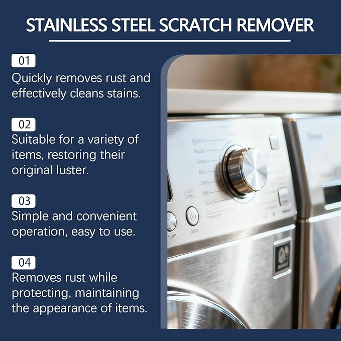 Stainless Steel Scratch Remover Kit, 100g Stainless Steel Clean Wax Paste for Appliances, All-Purpose Household Cleaner and Polish for Oven, Sink, Fridge & Cookware (2PCS)