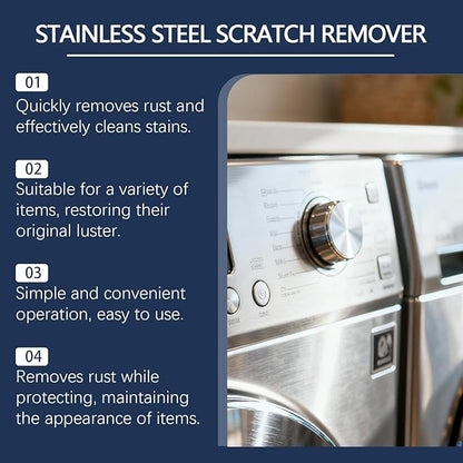Stainless Steel Scratch Remover Kit, 100g Stainless Steel Clean Wax Paste for Appliances, All-Purpose Household Cleaner and Polish for Oven, Sink, Fridge & Cookware (2PCS)