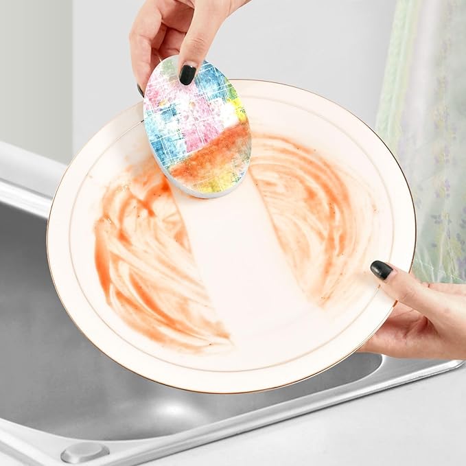 Colorful Check Plaid Kitchen Scrub Sponges, Pop-up Kitchen Cleaning Sponges Reusable Dish Washing Sponges for Bathroom Household Cleaning 3 Pack - Non Scratch Scrubber