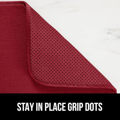 GORILLA GRIP Ultra Water Absorbent Microfiber Dish Drying Mat 2 Pack, Quick Dry Thick Mesh, Slip Resistant Pad for Sink Dishes or Under Rack, Kitchen Counter Accessories, Machine Wash, 18x16 Inch, Red