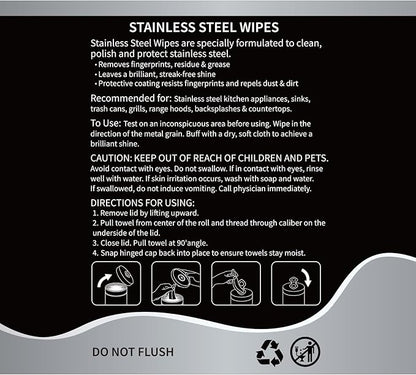 4 Pack Stainless Steel Cleaner Wipes 240 Count Stainless Steel Polish Wipes Cleaner for Kitchen Oven Refrigerator Dishwasher Microwave Cleaning and Protection