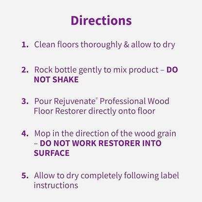 Rejuvenate Professional Wood Floor Restorer Fills Scratches, Shines And Protects Wood Flooring For A Matte Satin Shine, 32 Ounces