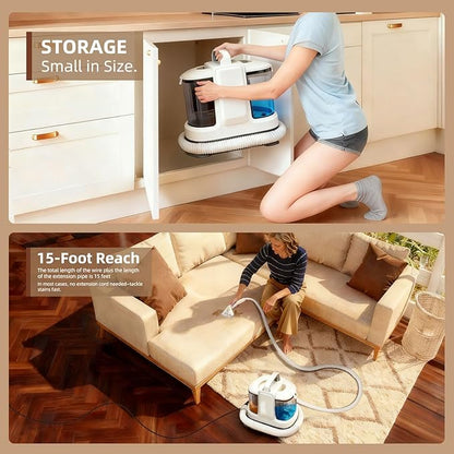 Coospider 18Kpa Portable Carpet Cleaner Machine, Powerful Suction with Cleaning Tools & Upholstery Cleaner, Couch Cleaning with Pet Stains Remover for Dog Bed, Furniture, Rug, Sofa, Car & Mattress
