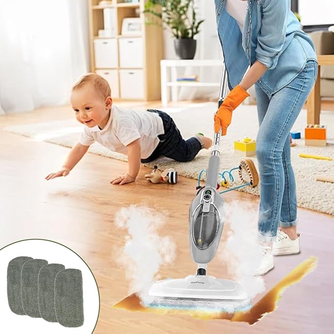 4 Pack Steam Mop Pads for GorFanty GF-6610B/GF-6610, Neugo NE033/NE033M & Mxnsewr, Washable Microfiber Steam Mop