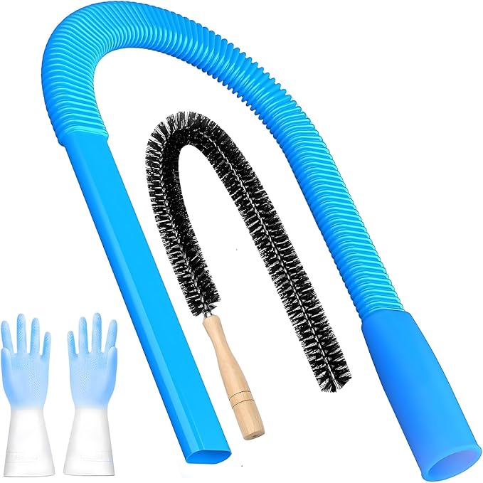 Dryer Vent Cleaner Kit: Vacuum Hose With Brush & Gloves Fits for Vacuums Cleaner, Refrigerator Condenser Coils, and Tight Spaces Behind Appliances, Deep Cleaning Tools for Clogged Ducts