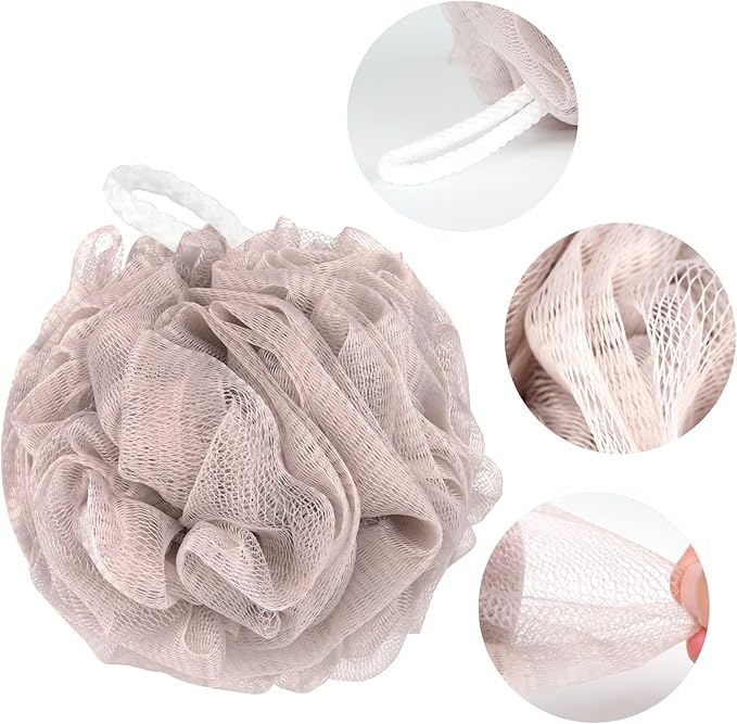 Fu Store Loofah Sponge Shower Loofahs 70g Bath Sponges Mesh Balls 4 Colors for Body Scrubber Exfoliator Wash Back Scrubbers Bathroom Men Women 4 Pack Cleaning Bathing Accessories Blue Beige Green Pink