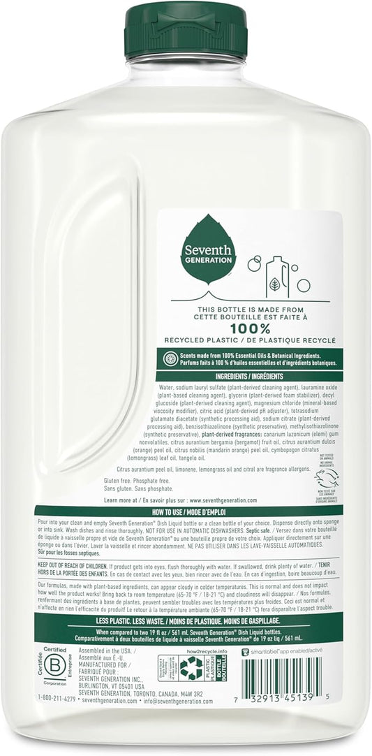 Seventh Generation Hand Dish Wash Refill, Lemongrass & Clementine, 3pk 50z