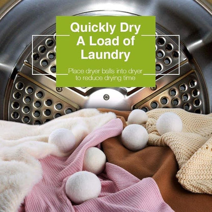 Wool Dryer Balls, Made from Premium Reusable New Zealand Wool, Fabric Softener, Reduce Wrinkles & Static Electricity, Shorten Drying Time Naturally, XL Size, Natural White, 6-Pack