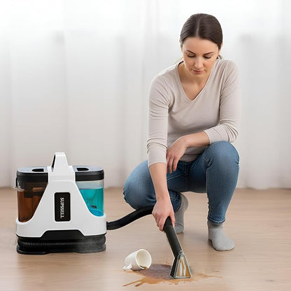 Carpet Spot Cleaner Machine, 16Kpa Portable Deep Cleaner with 62.5oz Tank and for Carpets, Upholstery, Pet Hair，Includes 2 Brushes, Extension Hose (White)