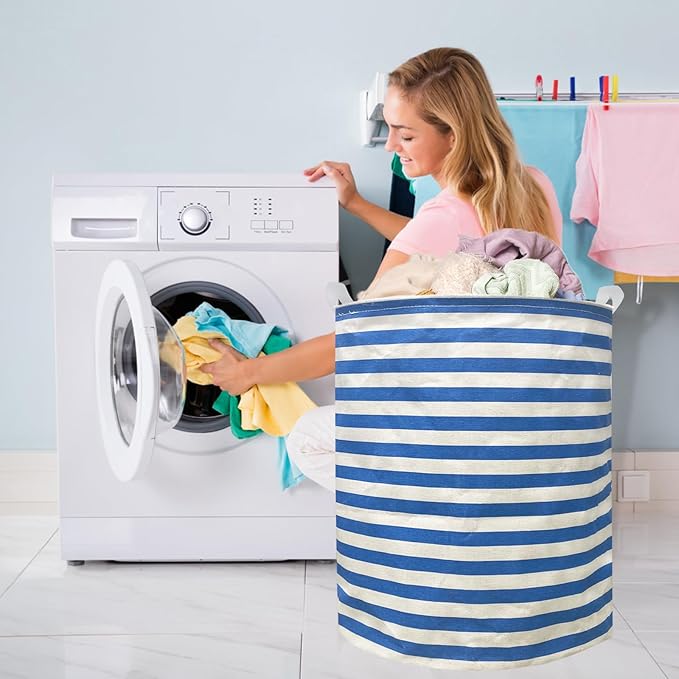 Collapsible Laundry Basket in Bedroom Waterproof Laundry Hamper in Bathroom Large Laundry Bag in College Dormitory Cloakroom Livingroom Nursery Organizer Toy Bin(Deep Sky Blue)