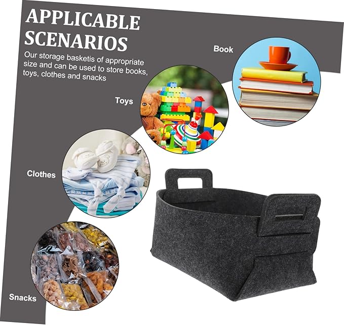 INOOMP Foldable Dirty Clothes Storage Basket Deep Grey Felt Laundry Hamper for Bedroom and Bathroom Large Capacity Organizer for Household Sundries