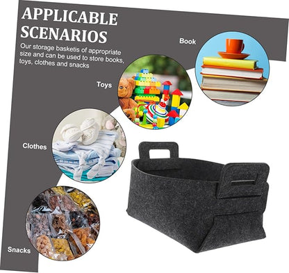 INOOMP Foldable Dirty Clothes Storage Basket Deep Grey Felt Laundry Hamper for Bedroom and Bathroom Large Capacity Organizer for Household Sundries