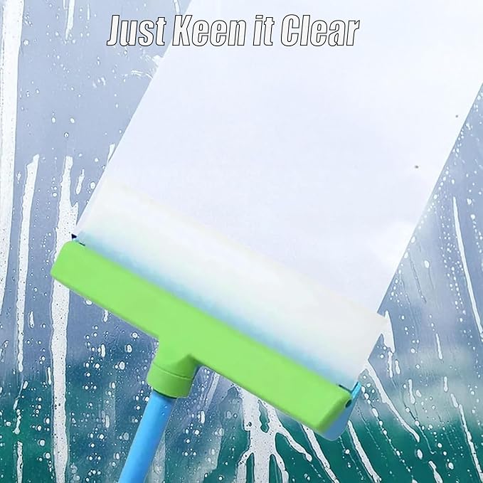 AquaSwipe Window Squeegee, Aqua Swipe Window Cleaner, Recyclable Silicone Window Squeegee Kit with Microfiber Scrubber, Glass Cleaning Tools for Shower Glass Mirror, Car(Blue+Green)