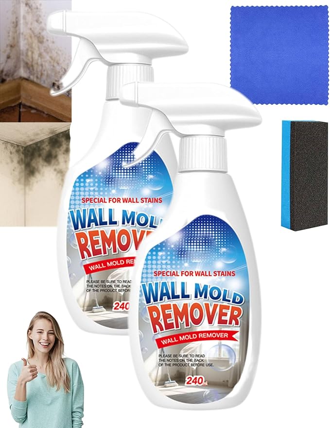 Highly Effective Removal Spray, 8.12 Fl.Oz Wall Cleaner Spray, 2026 New Multifunctional Cleaning Solution, Powerful Stain Remover for Wood, Tile, Fabric, Kitchen & Bathroom Surfaces (2PC)