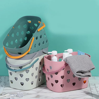 Laundry Hamper, Bathroom Organizers And Storage, Plastic Storage Baskets With Handles Hollow Shower Baskets With Holes, Bathroom Organizers Toiletry Bag Basket (green)