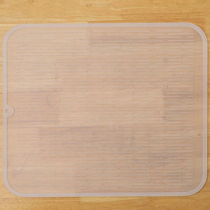 MicoYang Silicone Dish Drying Mat for Multiple Usage,Easy clean,Eco-friendly,Heat-resistant Silicone Mat for Kitchen Counter or Sink,Refrigerator or Drawer Liner Translucent XL 18 inches x 16 inches