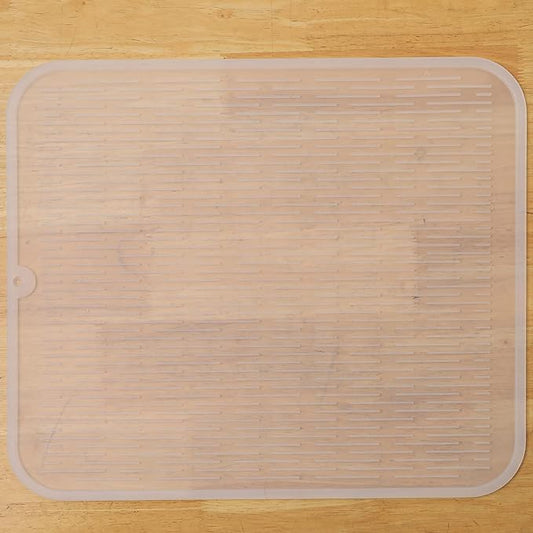 MicoYang Silicone Dish Drying Mat for Multiple Usage,Easy clean,Eco-friendly,Heat-resistant Silicone Mat for Kitchen Counter or Sink,Refrigerator or Drawer Liner Translucent XL 18 inches x 16 inches