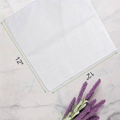 100% Cotton Washcloth Set – Soft, Absorbent Face Towels for Bathroom & Gym Use – Durable, Reusable, Machine Washable Wash Cloths - White Color, 12x12 Inches, Pack of 12