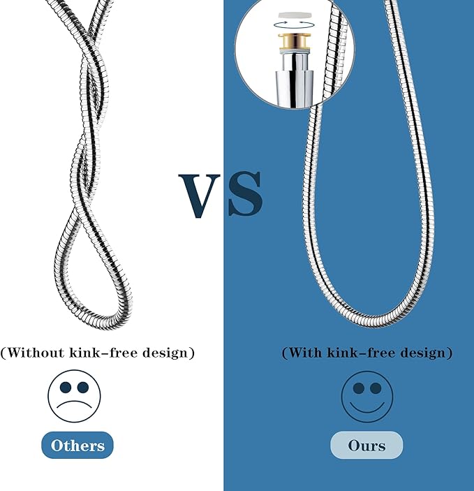BRIGHT SHOWERS Shower Hose For Hand Held Shower Heads, 79 Inches Cord Extra Long Stainless Steel Hand Shower Hose, Ultra-Flexible Replacement Part with Brass Insert, Polished Chrome
