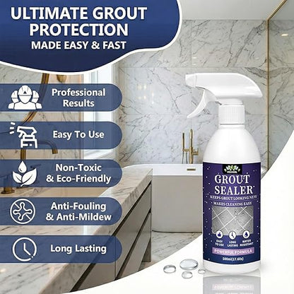 Grout Sealer,17.6 OZ Waterproof Grout Sealer for Shower, Floor, Kitchen - 100% Safe Tile Sealer Spray - Long Lasting Clear Grout Sealant for Stone, Bathroom, Marble - Indoor & Outdoor