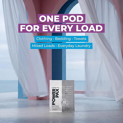 PowerPax 5-in-1 Laundry Detergent Pods, 36 Count Concentrated Enzyme Clean pods for Stain Removal, Odor Control, Fabric Softening & Color Care, Free & Clear