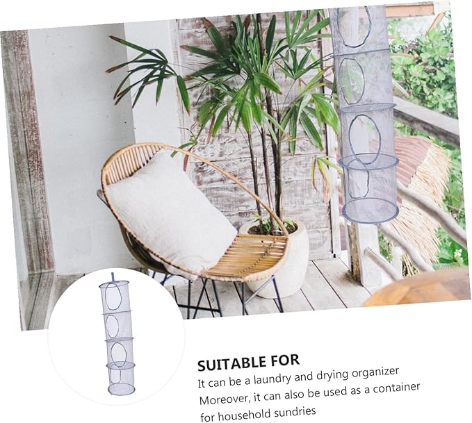 1pc Mesh Hanging Drying Basket Foldable Laundry Organizer for Toys and Clothes Space-Saving Ventilated Storage Gray for Home Use