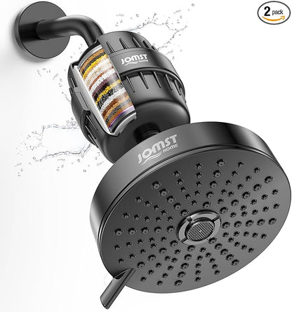 Filtered Shower Head COMBO – for Healthier Skin & Hair | 3 Mode High Pressure Shower Heads with 25-Stage Filtration | Removes 99.947% Chlorine & Heavy Metals | Shower Head ith Filters Set- Black