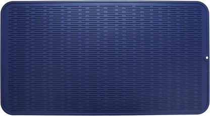 MicoYang Silicone Dish Drying Mat for Multiple Usage,Easy clean,Eco-friendly,Heat-resistant Silicone Mat for Kitchen Counter or Sink,Refrigerator or Drawer Liner Navy Blue 4XL 32 inches x 18 inches