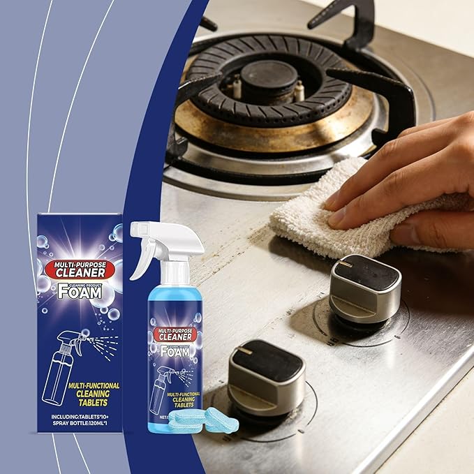 Multi-Purpose Electrolyzed Ion Cleaner Kit – 120ml Spray + 10 Cleaning Tablets, Powerful Household Cleaner for Kitchen Grease, Water Stains, Bathroom & Multi-Surface Cleaning (1)