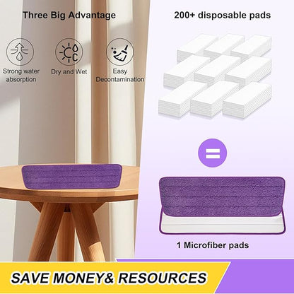 3 Pack 16.5 inch Reusable Mop Pads Microfiber Spray Mop Replacement Heads for Wet/Dry Mops Compatible with Bona Floor Care System (Purple)