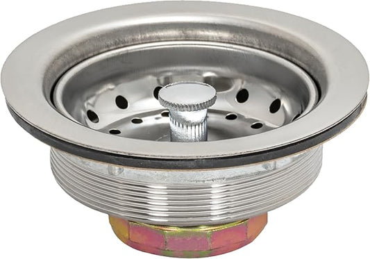 EZ-FLO Kitchen Sink Strainer with Die-Cast Slip-Joint Nut, Fits 3-1/2 to 4 Inch Openings, Stainless Steel, 30001