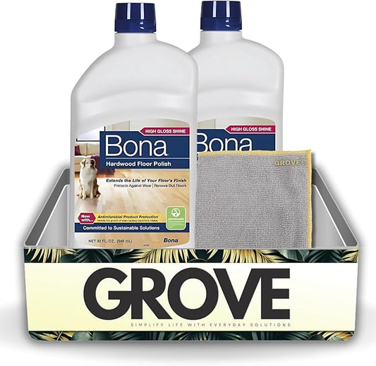 Bona Hardwood Floor Polish Acrylic Base High Gloss 32 oz Bundle with Microfiber Cloth - Wood Floor Polish for Shining and Protecting Floors - Polish for Hard Surface and Hardwood Floors - (3 Items)