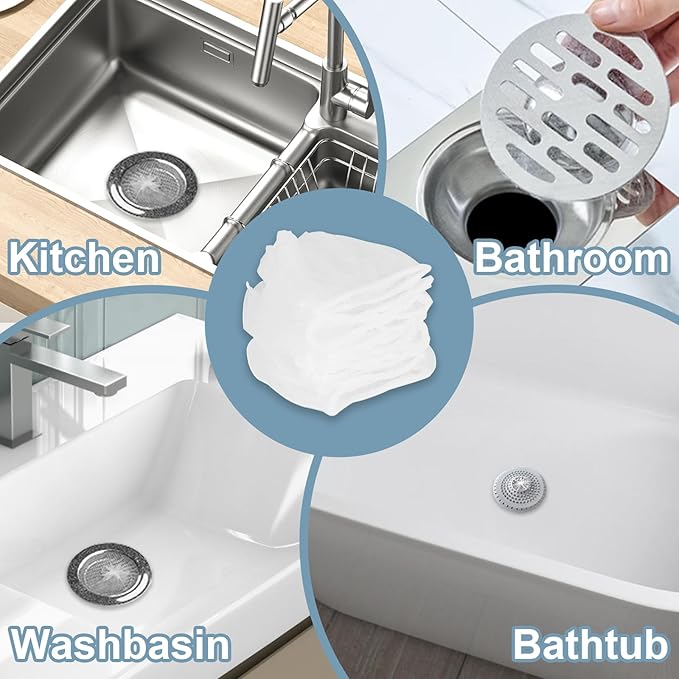 200 PCS Kitchen Mesh Sink Strainer, Disposable Sink Strainer Covers, Drain Nets for Kitchen Sink for Collecting Kitchen Food Waste Leftover Garbage