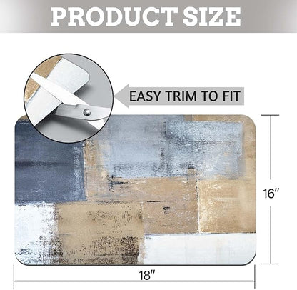 MCALK Brown Dish Drying Mat for Kitchen Counter, Dark Grey Dish Drying Pad with Anti-Slip Rubber Base, Absorbent Kitchen Sink Mat with Abstract Art Decor (1 pc 18" x 16")
