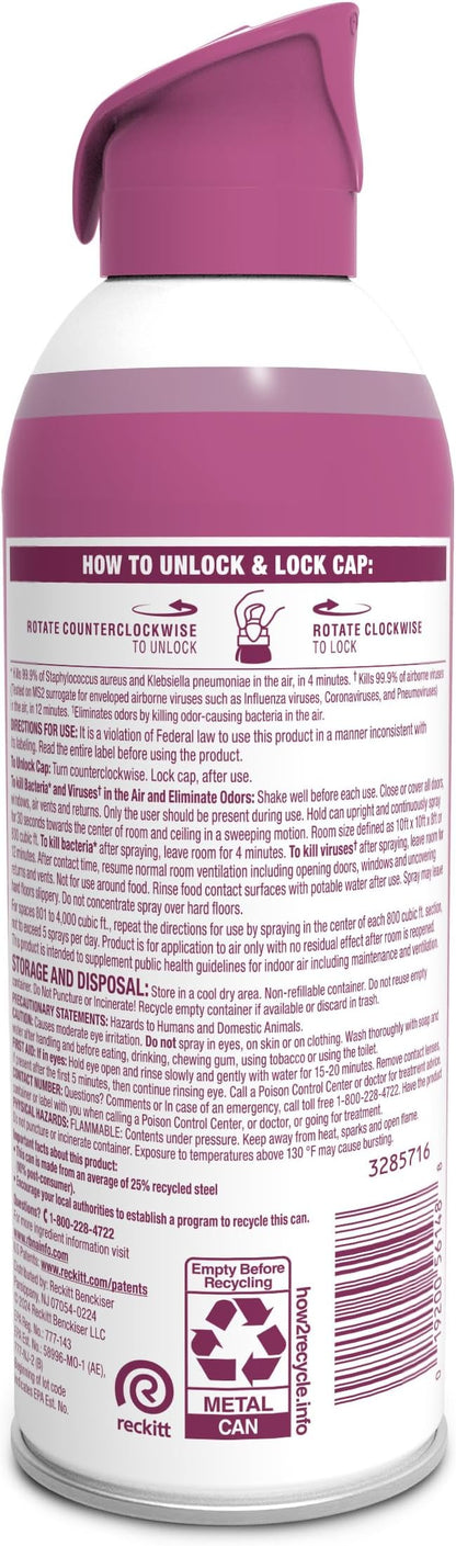 Lysol Air Sanitizer Spray with Bacterial Odor Eliminator for Home & Office, Sanitizing Air Spray, Air Freshener Alternative, Sunkissed Petals Scent, 10 oz (Pack of 3)