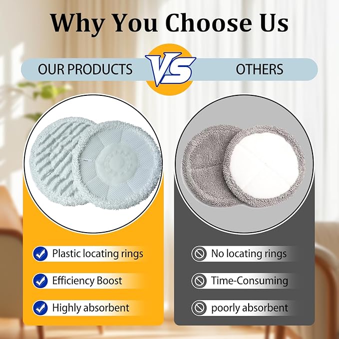 S7000 Replacement Steam Mop Pads for Shark S7001 S8201 S7000AMZ S8001 S7000 S7001TGT S7005 S7020 steam and Scrub mop Frosted Pad with Serrated Locator Ring（6Pack） (Gray)