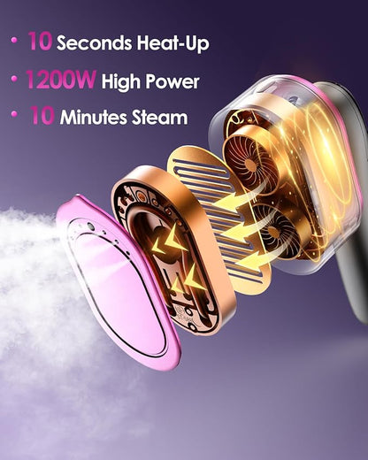 Travel Steamer for Clothes, 2-in-1 Foldable Handheld Garment Steamer & Iron with LED Display, 10s Fast Heat Up, Smart Steam Control with 4 Modes, No-Leak Design, Perfect for Home & Travel