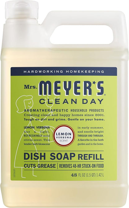 MRS. MEYER'S CLEAN DAY Liquid Dish Soap Refill, Lemon Verbena (48 Fl Oz (Pack of 1))