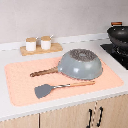 MicoYang Silicone Dish Drying Mat for Multiple Usage,Easy clean,Eco-friendly,Heat-resistant Silicone Mat for Kitchen Counter or Sink,Refrigerator or Drawer Liner Pink 3XL 28 inches x 18 inches