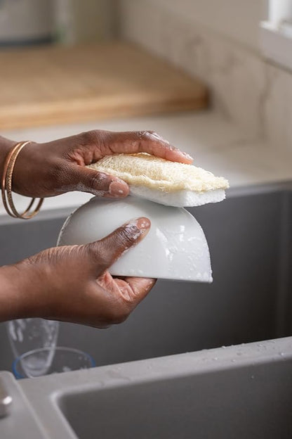 Full Circle 100% Plant-Based Loofah Sponges – Pack of 2 – Plastic-Free, Natural Sponge, No Microplastics, Safe for Nonstick Cookware.