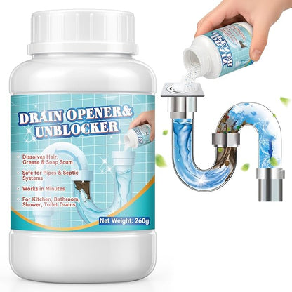 Powerful Pipeline Dredging Agent, 260ml Drain Clog Cleaner for Shower, Sink, Toilet, Tub Drains, Drain Cleaner Cleaner Hair, Grease, Soap Scum, Blockages for Kitchen & Bathroom