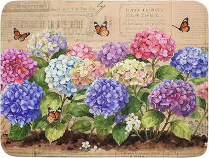 Vintage Flowers Dish Drying Mat Large 24 X18 Hydrangea Microfiber Drying Matt Kitchen Counter