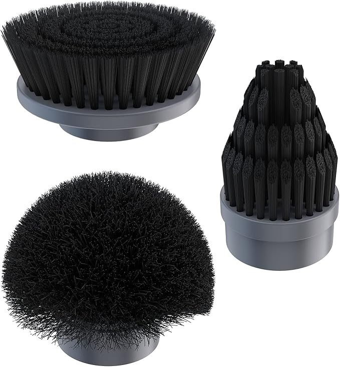 Replacement Brush Heads Set of 3 for GENIANI Electric Spin Scrubber, Scrub Brush for Cleaning Bathroom, Tile, Floor, Tub, and Shower (Black)