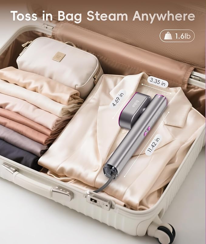 Steamer for Clothes, 1000W Portable Garment Steamer Travel Size, 100-240V Dual Voltage, 120ml Tank Handheld Steam & Iron 2 in 1, for Home, Business, Global & Europe Traveling, Space Grey