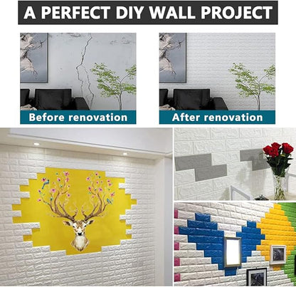 20 PCS Silvery 3D Wall Panels, 29 sq.feet Coverage, Printable Wallpaper Sticker with Self-Adhesive Waterproof Brick PE Foam Wall Panels Peel and Stick for Interior Wall Decor, Home Decoration