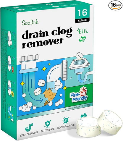 Soulink Drain Clog Remover - 16 Pack Powerful Sink Drain Cleaner