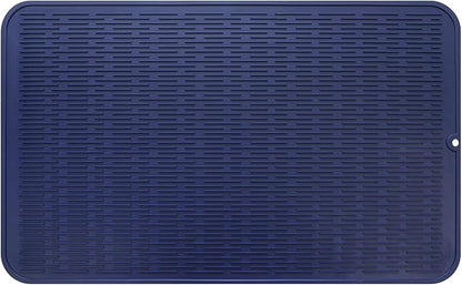 MicoYang Silicone Dish Drying Mat for Multiple Usage,Easy clean,Eco-friendly,Heat-resistant Silicone Mat for Kitchen Counter or Sink,Refrigerator or Drawer Liner Navy Blue 3XL 28 inches x 18 inches