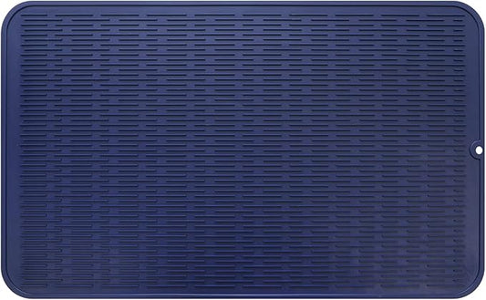 MicoYang Silicone Dish Drying Mat for Multiple Usage,Easy clean,Eco-friendly,Heat-resistant Silicone Mat for Kitchen Counter or Sink,Refrigerator or Drawer Liner Navy Blue 3XL 28 inches x 18 inches